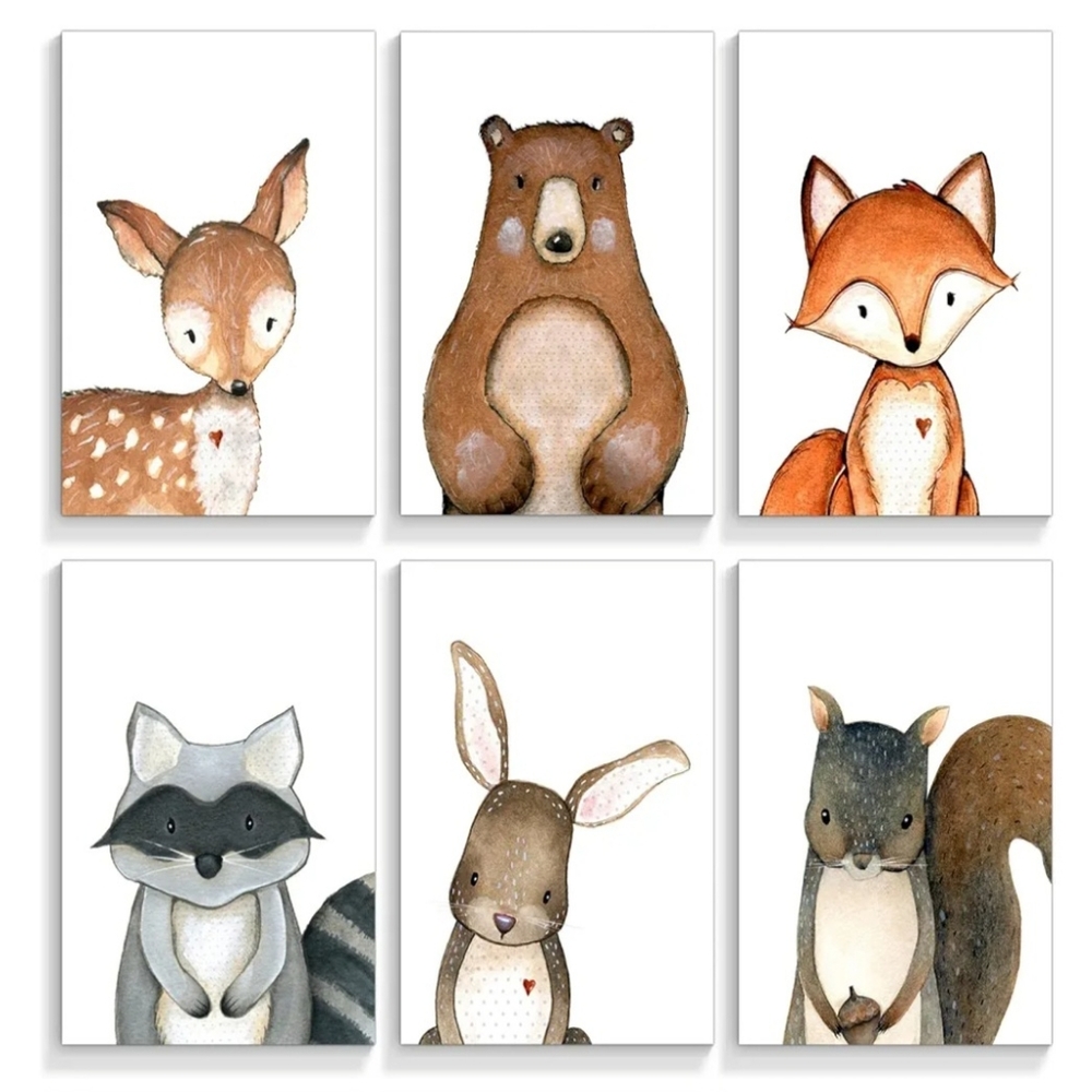Woodland Animal Art Prints Set